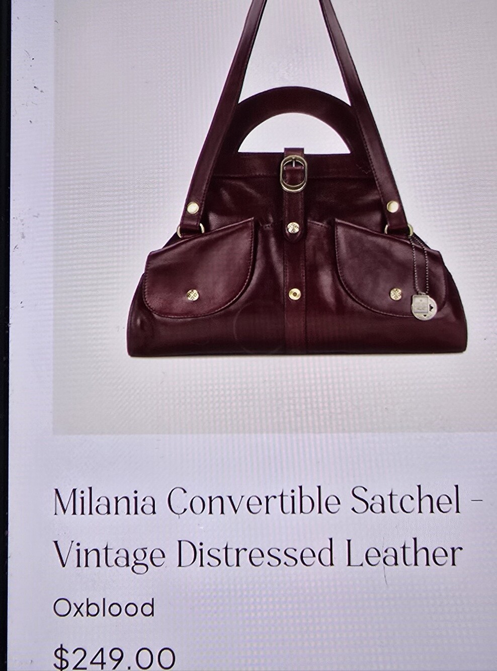 Milani Oxblood Leather Convertible Satchel with Front Pockets